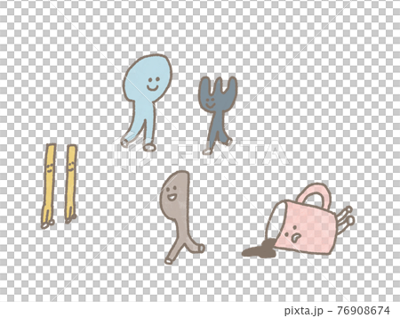 Cutlery race illustration (color) 76908674
