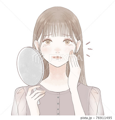 メイク崩れに悩む女性 76911495