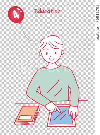 Simple latch illustration of a child educated online 4 Simple latch illustration of a child educated online 4 76911792