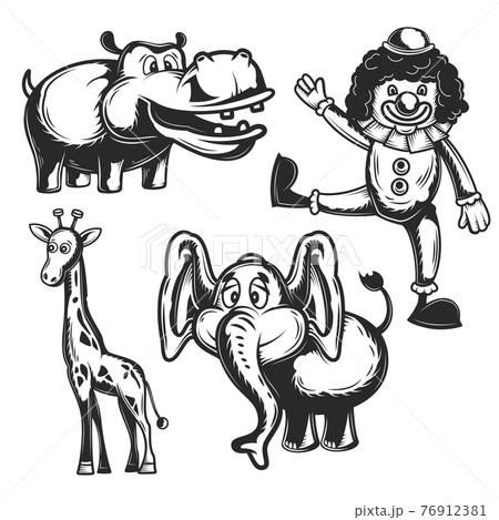 Set Of Circus Elements Animals Clown For のイラスト素材 76912381 Pixta
