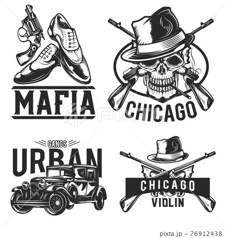 Set Of Mafia Emblems Labels Badges Logos のイラスト素材
