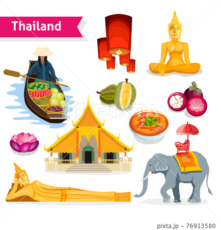 Thailand Travel Setのイラスト素材