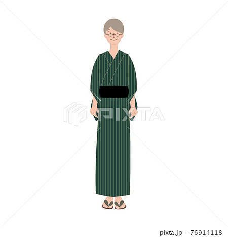浴衣のシニア男性のイラスト素材
