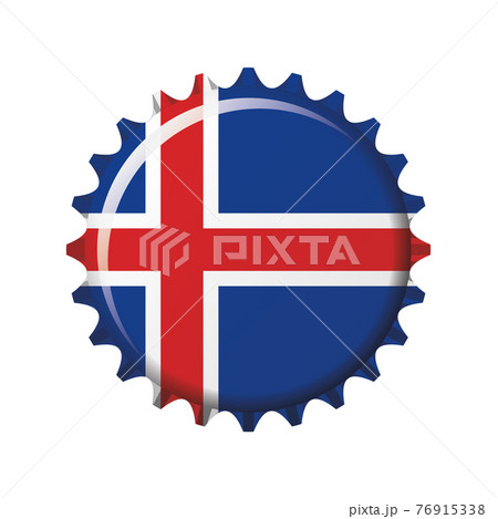 National flag of Iceland on a bottle cap. Vector Illustration 76915338