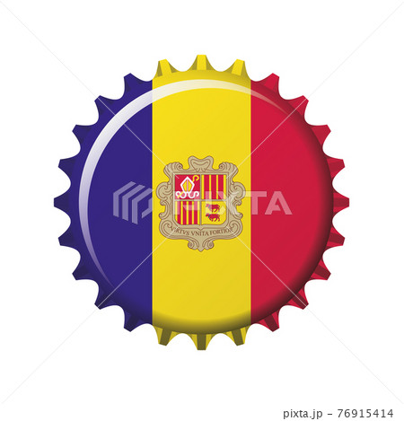 National flag of Andorra on a bottle cap. Vector Illustration National flag of Andorra on a bottle cap. Vector Illustration 76915414
