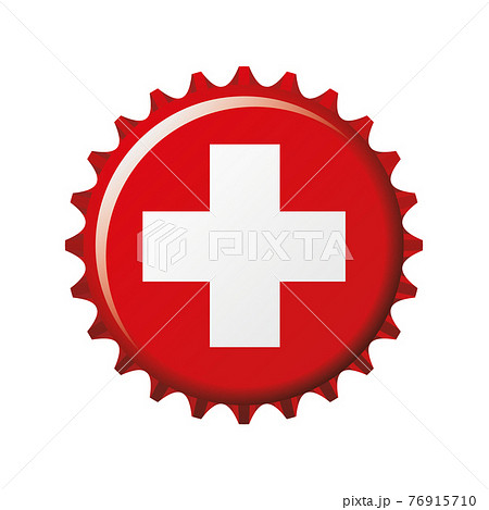 National flag of Switzerland on a bottle cap. Vector Illustration 76915710