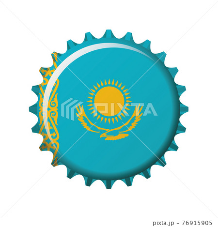 National flag of Kazakhstan on a bottle cap. Vector Illustration National flag of Kazakhstan on a bottle cap. Vector Illustration 76915905