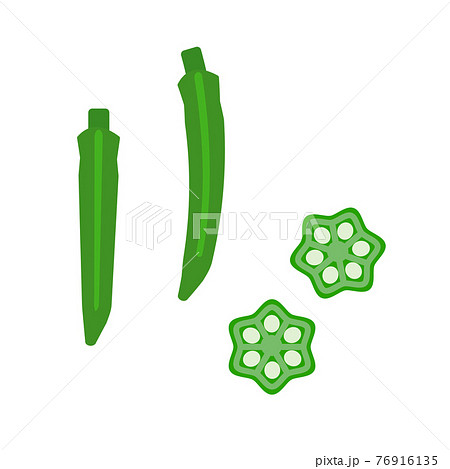 シンプルなオクラのイラスト フラットデザインのイラスト素材