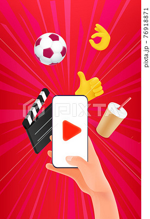 Man watching video on his modern smarphone via mobile application. Sports, action, cinema, tv 76918871