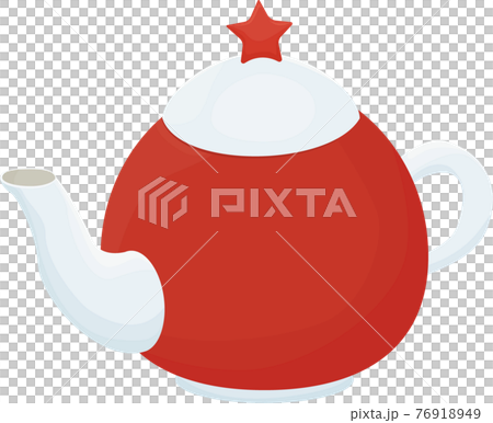 White and red teapot with red star isolated on white 76918949