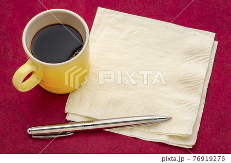 napkin with espresso coffee napkin with espresso coffee 76919276