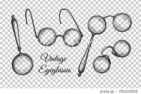 Ink sketch of vintage spectacles. Ink sketch of vintage spectacles. 76920009