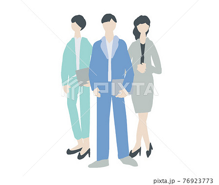 スーツ姿で並んだ男女の全身イラストのイラスト素材