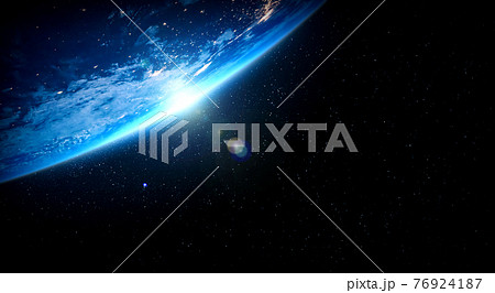 Planet earth globe view from space showing realistic earth surface and world map 76924187