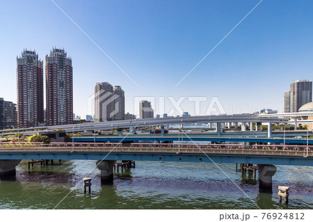 (東京都ー都市風景)お台場夢の大橋から眺める風景11 (東京都ー都市風景)お台場夢の大橋から眺める風景11 76924812