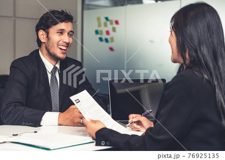Human resource manager interviewing the candidate. Human resource manager interviewing the candidate. 76925135