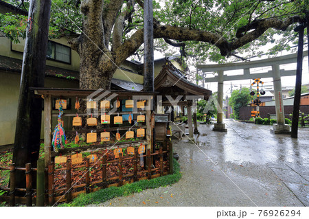 神奈川県 雨の鎌倉 御霊神社の写真素材