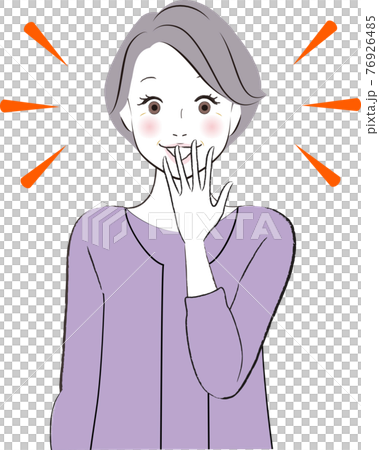 驚き ビックリするシニア女性のイラストのイラスト素材