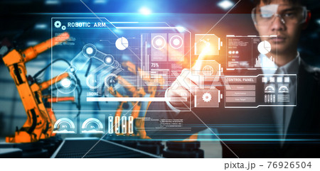 Advanced robot arm system for digital industry and factory robotic technology Advanced robot arm system for digital industry and factory robotic technology 76926504