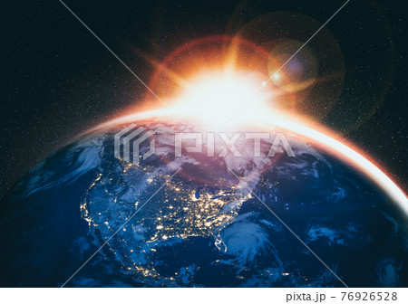 Planet earth globe view from space showing realistic earth surface and world map Planet earth globe view from space showing realistic earth surface and world map 76926528