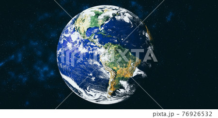 Planet earth globe view from space showing realistic earth surface and world map Planet earth globe view from space showing realistic earth surface and world map 76926532