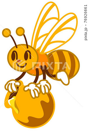 蜜つぼを持ったハチのイラストbのイラスト素材