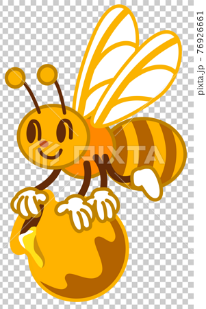 蜜つぼを持ったハチのイラストbのイラスト素材