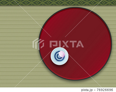 漆塗りのお盆　日本酒　畳の背景素材 76926696