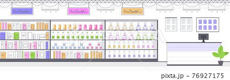 modern grocery shop interior empty no people food market horizontal 76927175