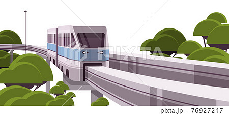 modern monorail train on bridge smart city solutions urban futuristic transport 76927247