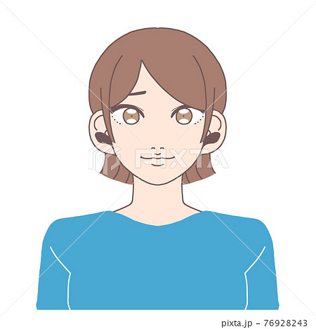 呆れ顔の茶髪ショートヘアーの女性 キラキラアイ 二重 のイラスト素材