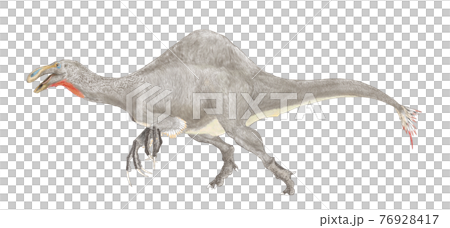 ディノケイルス 発見された全身骨格による再現図のイラスト素材