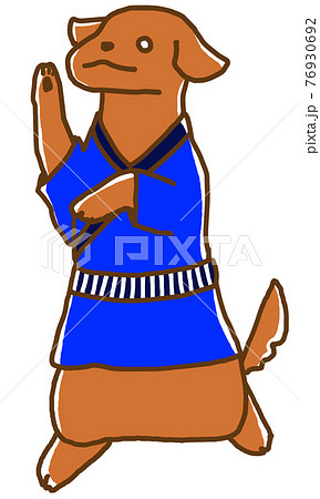 盆踊りをする犬のイラスト素材