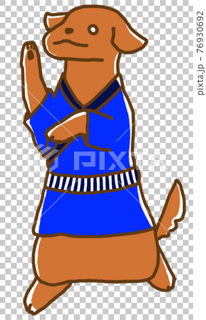 盆踊りをする犬のイラスト素材