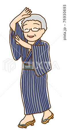 盆踊りをするおじいちゃんのイラスト素材
