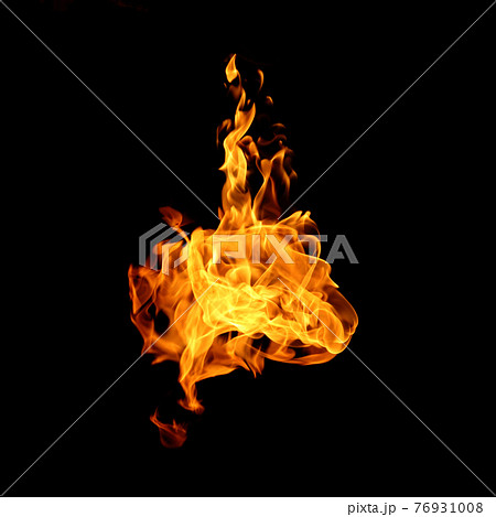 Fire flames collection isolated on black background 76931008
