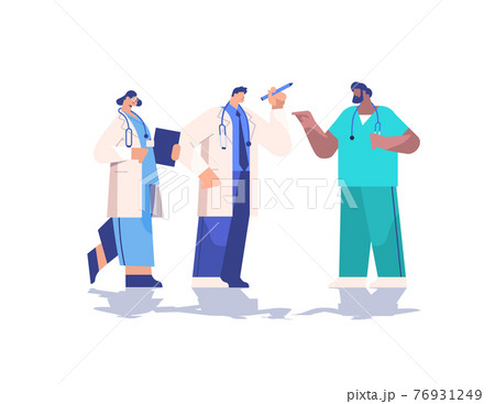 mix race doctors team in uniform discussing during meeting medicine healthcare concept 76931249