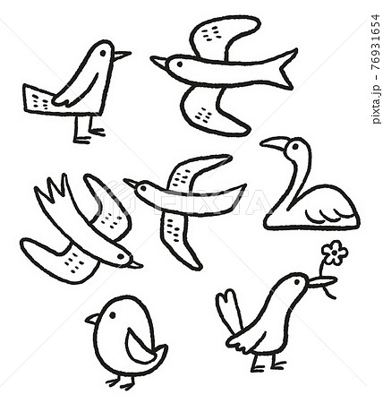 鳥の線画イラスト素材セットのイラスト素材