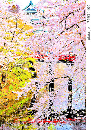 桜咲く春爛漫の弘前城 桜咲く春爛漫の弘前城 76934400