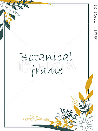 ボタニカルフレームイラスト 招待状やカードのテンプレート 白背景 ベクター 切り抜き のイラスト素材