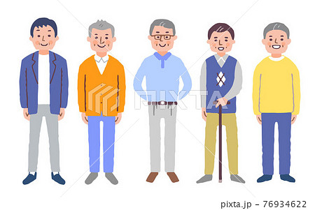 シニア男性5人　全身 76934622