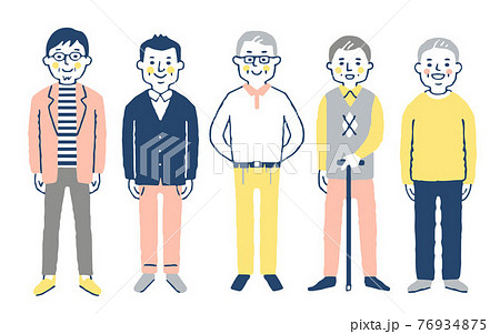 シニア男性5人　全身 76934875