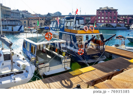 View of the seaport of Genoa - Italy 76935385