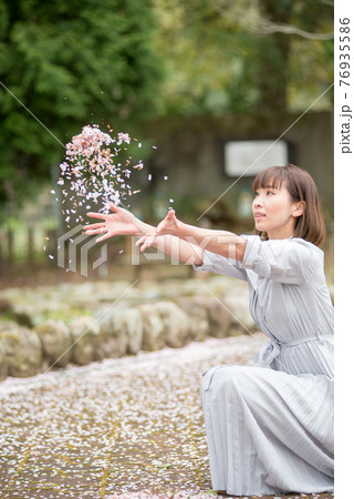 Beautiful Woman Sprinkling Petals Stock Photo Beautiful Woman Sprinkling Petals Stock Photo