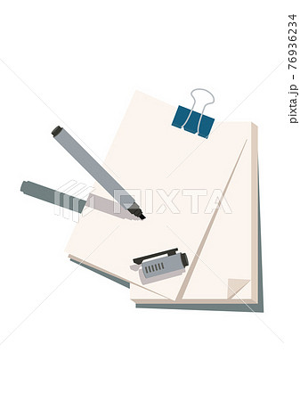 メモ用紙とペンのイラスト 文房具のクリップアート イラスト素材 のイラスト素材