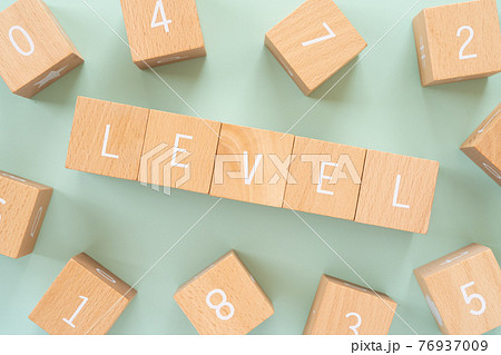 レベル｜「LEVEL」と書かれた積み木ブロック 76937009