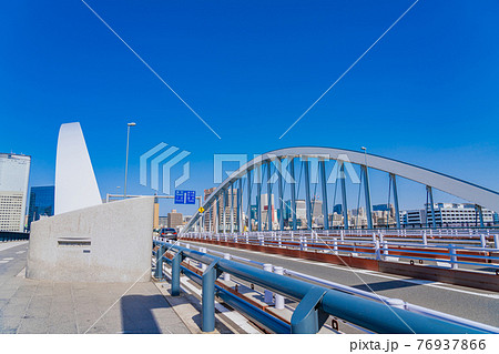 東京の都市風景 築地大橋周辺の風景 東京の都市風景 築地大橋周辺の風景 76937866