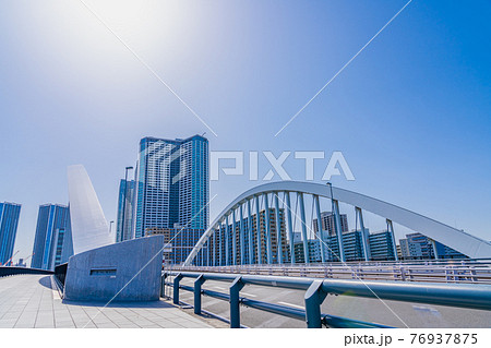 東京の都市風景 築地大橋周辺の風景 東京の都市風景 築地大橋周辺の風景 76937875