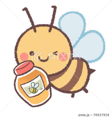ハチミツを持ったハチのイラスト素材