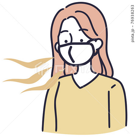口臭くさい　女性　イラスト 76938263